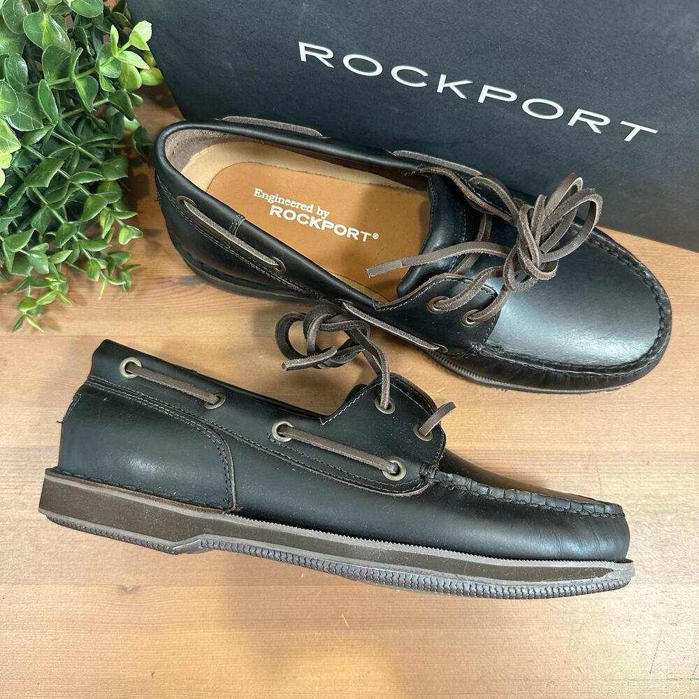 Rockport Men's Perth‎ Dark Brown Boat Shoes Size 6 Extra Wide